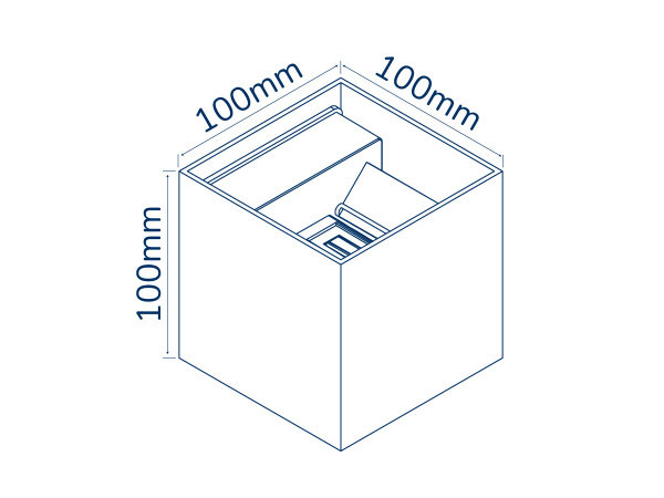 LCB LED Wandlamp Up and Down - 6W Dimbaar - DTW 2000-3000K - IP54 - 101x101x101mm