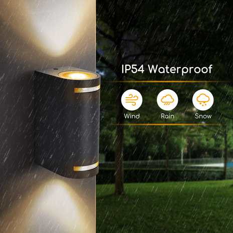 Aigostar LED Wandlamp buiten - Up and Down - Zwart