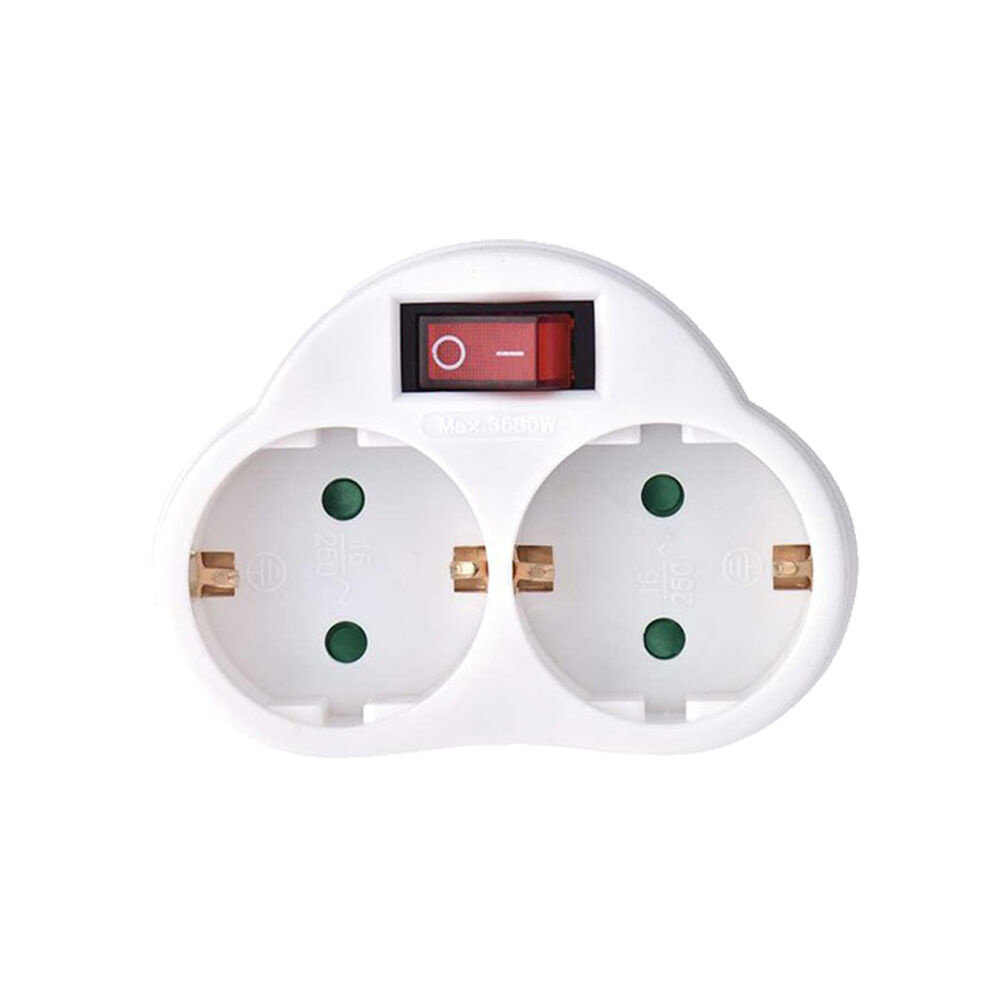 Modee Verloopstekker 1 naar 2 met aan/uit schakelaar - max. 16A