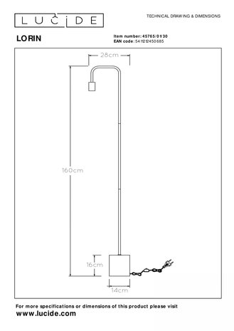 Lucide Lucide LORIN - Vloerlamp - 1xE27 - Zwart Lucide Lucide LORIN - Vloerlamp - 1xE27 - Zwart