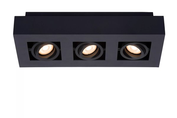 Lucide Lucide XIRAX - Plafondspot - LED Dim to warm - GU10 - 3x5W 2200K/3000K - Zwart