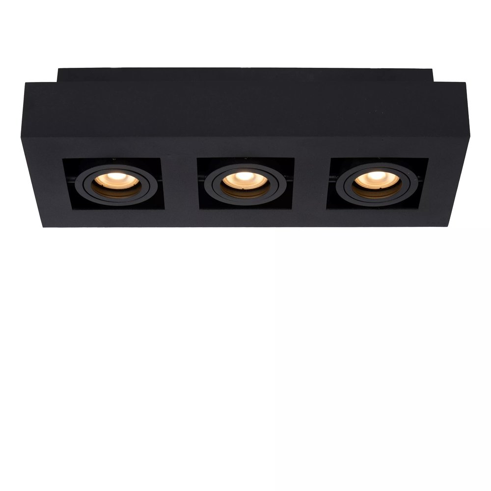 Lucide Lucide XIRAX - Plafondspot - LED Dim to warm - GU10 - 3x5W 2200K/3000K - Zwart