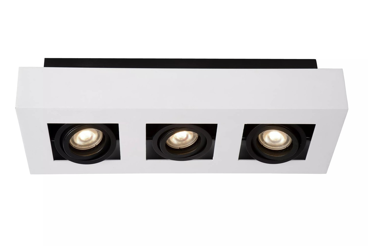 Lucide XIRAX - Plafondspot - LED Dim to warm - GU10 - 3x5W 2200K/3000K - Wit Lucide XIRAX - Plafondspot - LED Dim to warm - GU10 - 3x5W 2200K/3000K - Wit