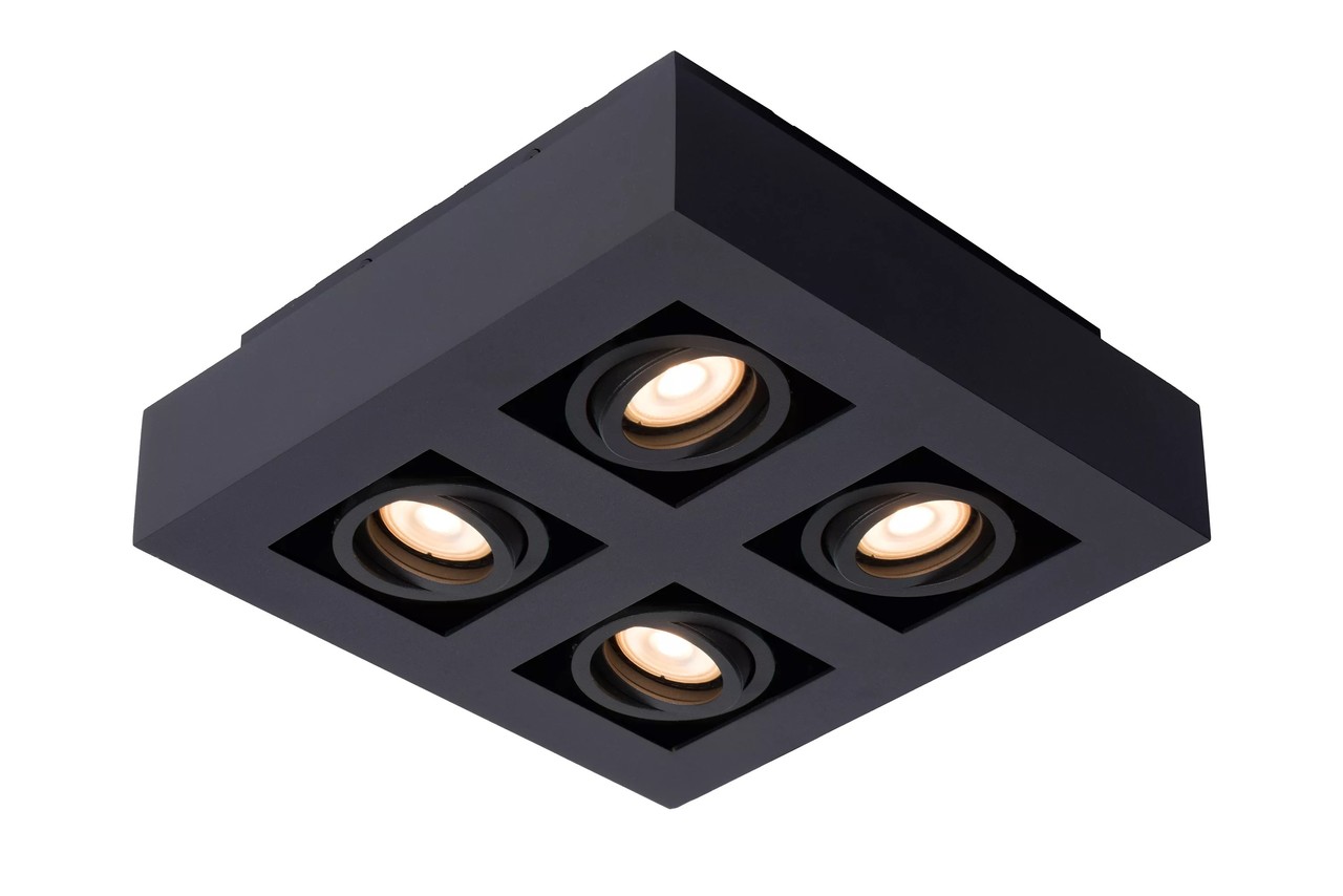 Lucide Lucide XIRAX - Plafondspot - LED Dim to warm - GU10 - 4x5W 2200K/3000K - Zwart Lucide Lucide XIRAX - Plafondspot - LED Dim to warm - GU10 - 4x5W 2200K/3000K - Zwart