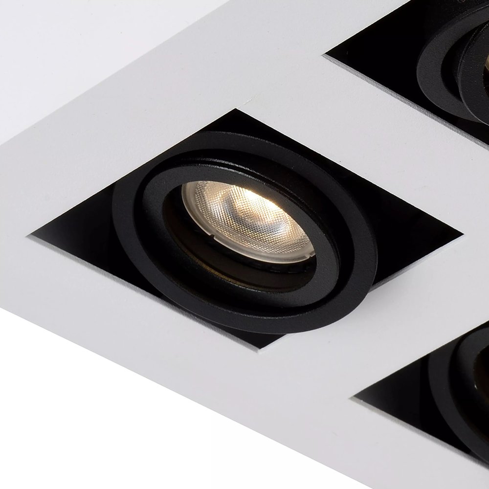 Lucide XIRAX - Plafondspot - LED Dim to warm - GU10 - 4x5W 2200K/3000K - Wit Lucide XIRAX - Plafondspot - LED Dim to warm - GU10 - 4x5W 2200K/3000K - Wit