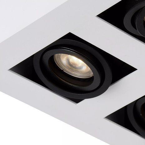 Lucide XIRAX - Plafondspot - LED Dim to warm - GU10 - 4x5W 2200K/3000K - Wit Lucide XIRAX - Plafondspot - LED Dim to warm - GU10 - 4x5W 2200K/3000K - Wit