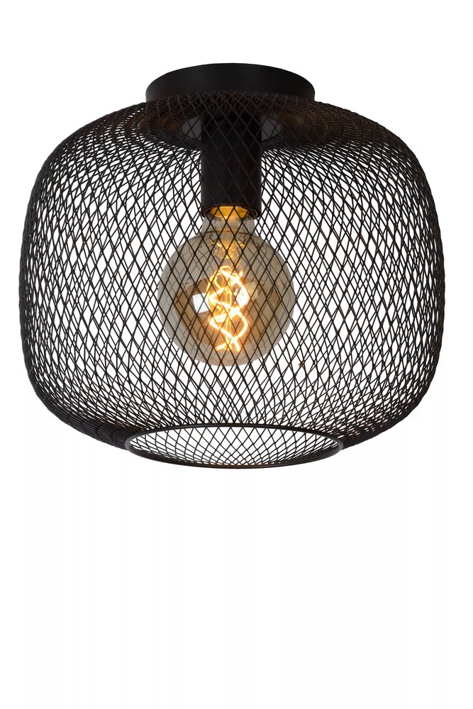 Lucide Plafonnière MESH - Ø30cm - E27 fitting - Excl. lichtbron - Zwart