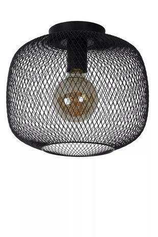 Lucide Plafonnière MESH - Ø30cm - E27 fitting - Excl. lichtbron - Zwart