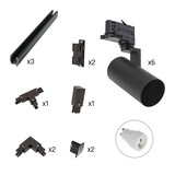 Spectrum Track Light complete set - 6xGU10 railspots - 3m rails - Incl. aansluiting - Zwart Spectrum Track Light complete set - 6xGU10 railspots - 3m rails - Incl. aansluiting - Zwart
