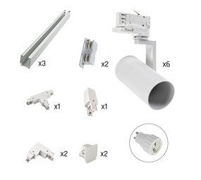 Spectrum Track Light complete set - 6xGU10 railspots - 3m rails - Incl. aansluiting - Wit Spectrum Track Light complete set - 6xGU10 railspots - 3m rails - Incl. aansluiting - Wit