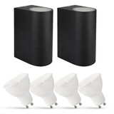LCB Set van 2 LED Wandlamp Buiten - 4x 2,8W - 2700K - Zwart LCB Set van 2 LED Wandlamp Buiten - 4x 2,8W - 2700K - Zwart