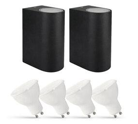 LCB Set van 2 LED Wandlamp Buiten - 4x 2,8W - 2700K - Zwart LCB Set van 2 LED Wandlamp Buiten - 4x 2,8W - 2700K - Zwart