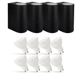 LCB Set van 4 LED Wandlamp Buiten - 8x 2,8W - 2700K - Zwart LCB Set van 4 LED Wandlamp Buiten - 8x 2,8W - 2700K - Zwart