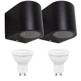 LCB Set van 2 LED Wandlamp Buiten - 2x 4W - 3000K - Zwart LCB Set van 2 LED Wandlamp Buiten - 2x 4W - 3000K - Zwart