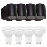 LCB Set van 4 LED Wandlamp Buiten - 4x 4W - 3000K - Zwart LCB Set van 4 LED Wandlamp Buiten - 4x 4W - 3000K - Zwart