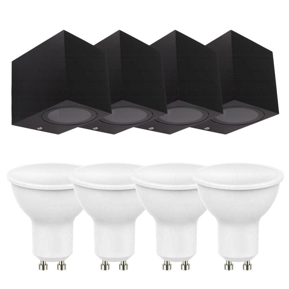 LCB Set van 4 LED Wandlamp Buiten - 4x 4W - 3000K - Antraciet LCB Set van 4 LED Wandlamp Buiten - 4x 4W - 3000K - Antraciet