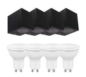 LCB Set van 4 LED Wandlamp Buiten - 4x 4W - 3000K - Antraciet LCB Set van 4 LED Wandlamp Buiten - 4x 4W - 3000K - Antraciet
