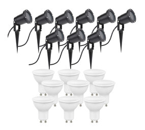 LCB Set van 9 LED Prikspot 28cm kabel - 9x 4W - 3000K - IP54 - Zwart LCB Set van 9 LED Prikspot 28cm kabel - 9x 4W - 3000K - IP54 - Zwart