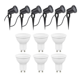 LCB Set van 6 LED Prikspot 100cm kabel - 6x 4W - 3000K - IP65 - Zwart LCB Set van 6 LED Prikspot 100cm kabel - 6x 4W - 3000K - IP65 - Zwart