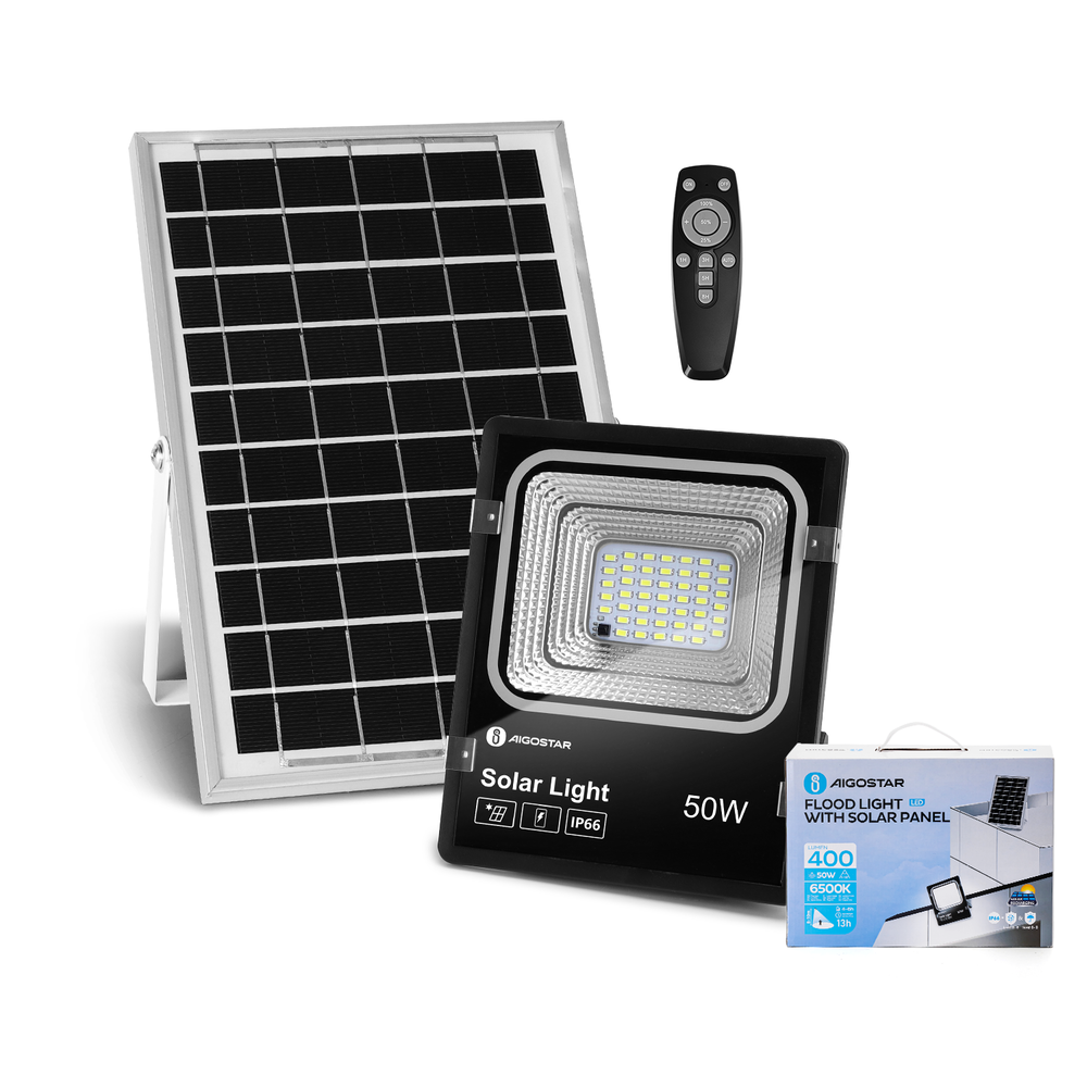 Aigostar UA LED Solar schijnwerper - IP66 - 6500K - Zwart Aigostar UA LED Solar schijnwerper - IP66 - 6500K - Zwart