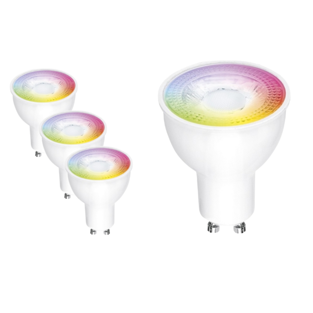 LCB 4-Pack WiFi LED Spots - 5W - RGB+CCT alle lichtkleuren - Bediening met de App LCB 4-Pack WiFi LED Spots - 5W - RGB+CCT alle lichtkleuren - Bediening met de App