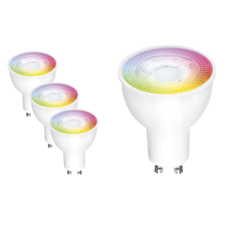 LCB 4-Pack WiFi LED Spots - 5W - RGB+CCT alle lichtkleuren - Bediening met de App LCB 4-Pack WiFi LED Spots - 5W - RGB+CCT alle lichtkleuren - Bediening met de App