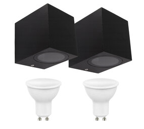 LCB Set van 2 LED Wandlamp Buiten - 2x 4W - 3000K - Zwart