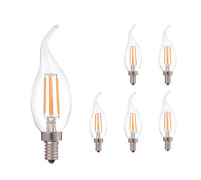 LCB Set van 6 LED Filament lamp dimbaar - E14 C35T - 4W 2700K LCB Set van 6 LED Filament lamp dimbaar - E14 C35T - 4W 2700K