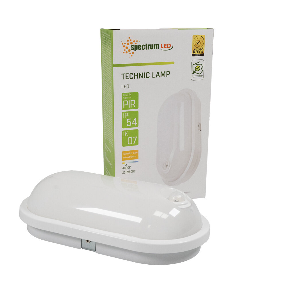 Spectrum LED opbouwlamp Ovaal met sensor - 20W 4000K - IP54 spatwaterdicht Spectrum LED opbouwlamp Ovaal met sensor - 20W 4000K - IP54 spatwaterdicht