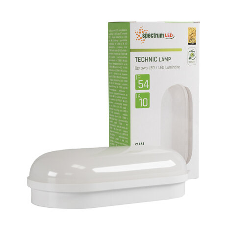 Spectrum LED Bulkhead opbouw lamp Ovaal IP54 - 8W 940Lm - 4000K 840 Koel Wit | 157x48MM  - 2 Jaar Garantie Spectrum LED Bulkhead opbouw lamp Ovaal IP54 - 8W 940Lm - 4000K 840 Koel Wit | 157x48MM  - 2 Jaar Garantie