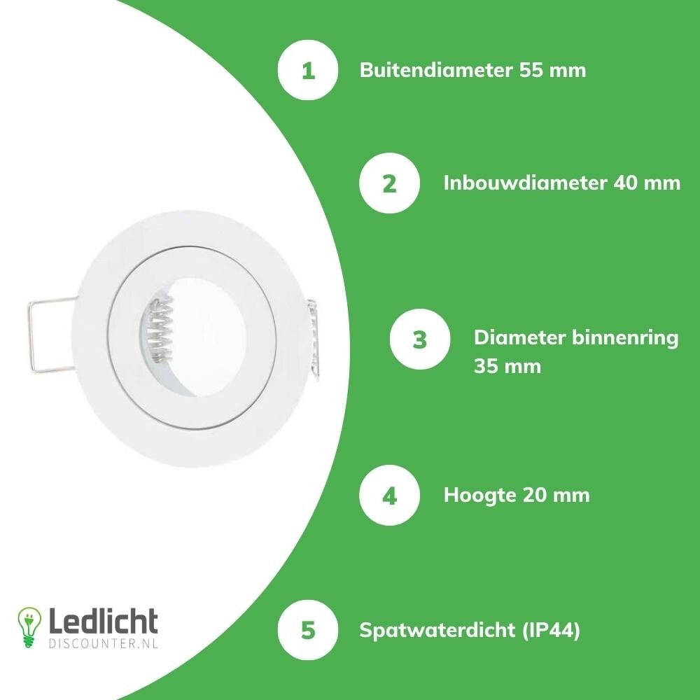 LED Line LED Inbouwspot Mini Armatuur GU11 / MR11 IP44 - Mat Wit - Rond 55MM | Geschikt voor badkamer - Zaagmaat 45MM - voor GU10 & GU5.3 Fitting LED Line LED Inbouwspot Mini Armatuur GU11 / MR11 IP44 - Mat Wit - Rond 55MM | Geschikt voor badkamer - Zaagmaat 45MM - voor GU10 & GU5.3 Fitting