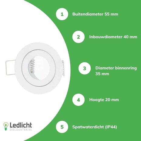 LED Line LED Inbouwspot Mini Armatuur GU11 / MR11 IP44 - Mat Wit - Rond 55MM | Geschikt voor badkamer - Zaagmaat 45MM - voor GU10 & GU5.3 Fitting LED Line LED Inbouwspot Mini Armatuur GU11 / MR11 IP44 - Mat Wit - Rond 55MM | Geschikt voor badkamer - Zaagmaat 45MM - voor GU10 & GU5.3 Fitting