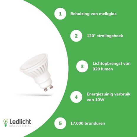 Spectrum LED GU10 spot - 10W 920lm - 4000K helder wit licht - Keramisch Spectrum LED GU10 spot - 10W 920lm - 4000K helder wit licht - Keramisch