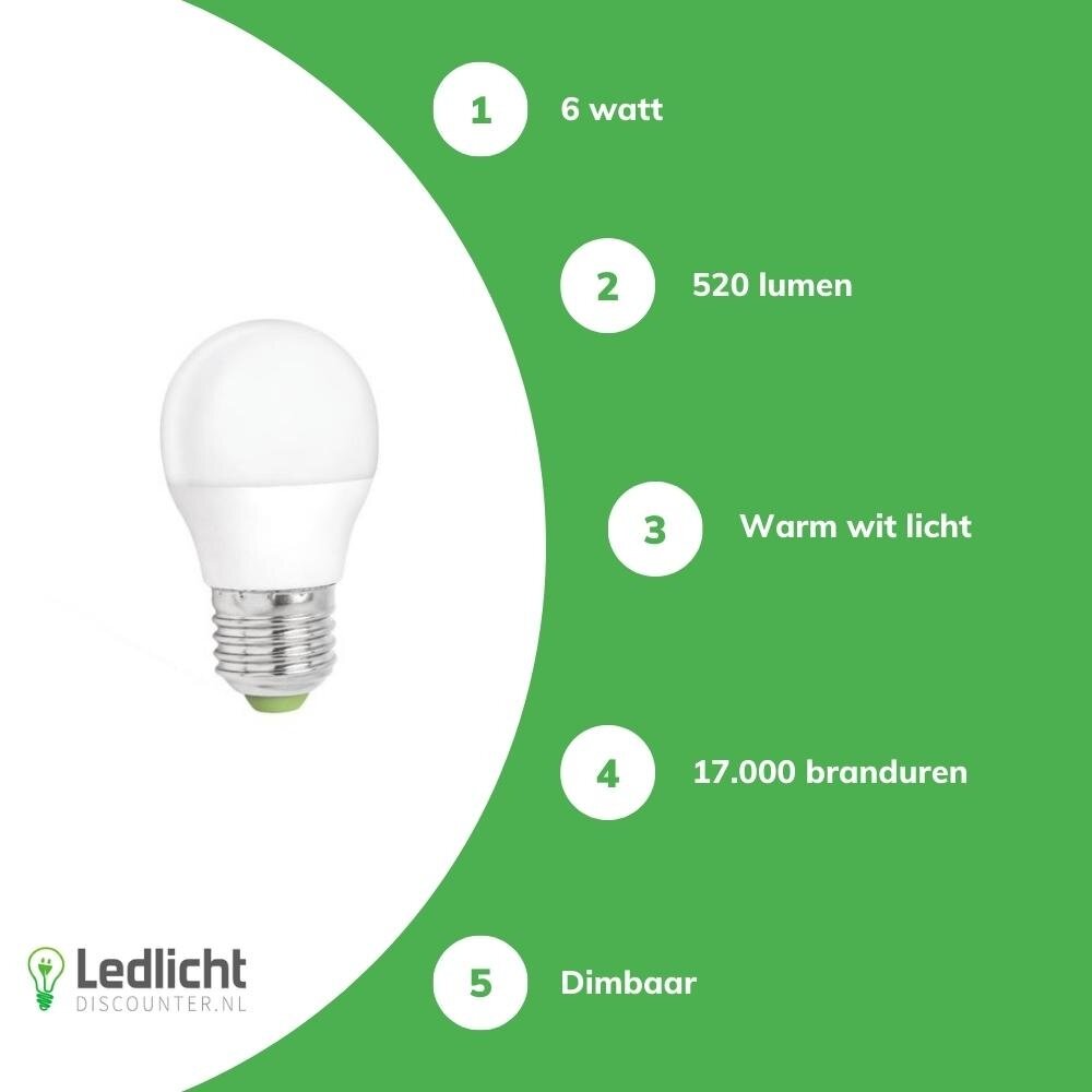 Spectrum LED lamp dimbaar - E27 fitting - 5W vervangt 40W - Warm wit licht 3000K