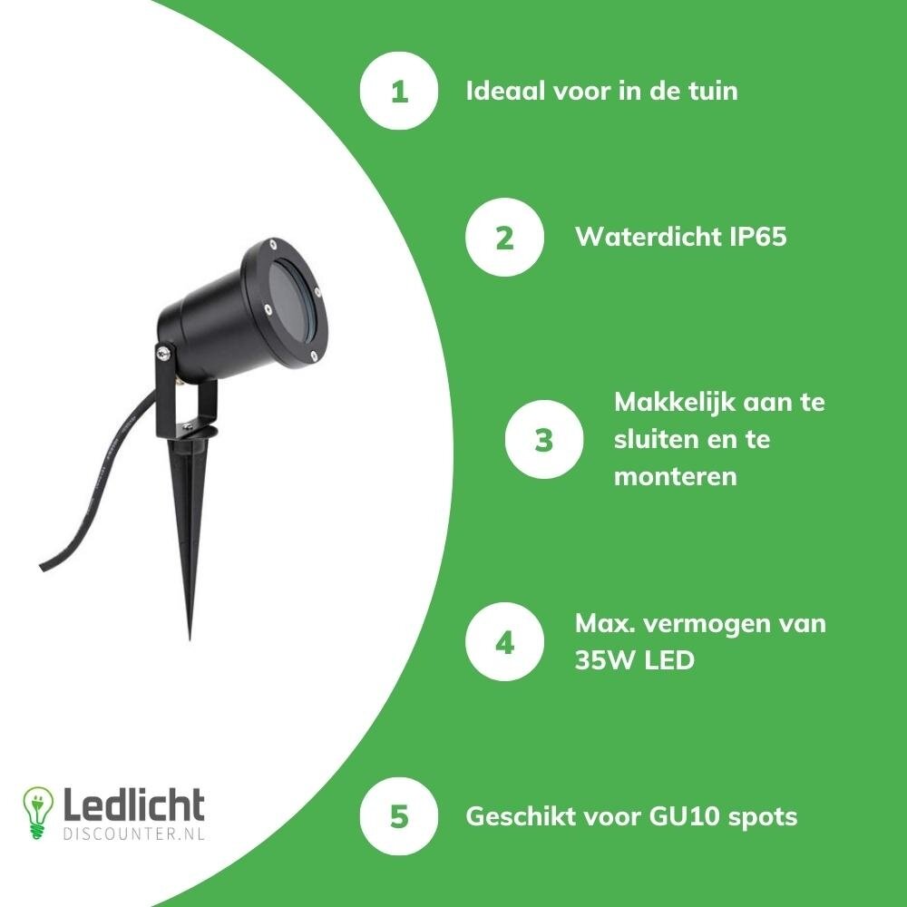 Kobi LED Prikspot Grondspot - GU10 Fitting - IP54 waterdicht - Excl. LED spot Kobi LED Prikspot Grondspot - GU10 Fitting - IP54 waterdicht - Excl. LED spot