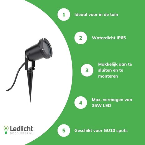 Kobi LED Prikspot Grondspot - GU10 Fitting - IP54 waterdicht - Excl. LED spot Kobi LED Prikspot Grondspot - GU10 Fitting - IP54 waterdicht - Excl. LED spot