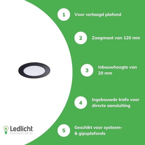 Aigostar OP=OP LED inbouwspot badkamer -  4.8W 400lm - 3000K –Zaagmaat 70mm - Buitenmaat 89mm - Zwart - Rond Aigostar OP=OP LED inbouwspot badkamer -  4.8W 400lm - 3000K –Zaagmaat 70mm - Buitenmaat 89mm - Zwart - Rond