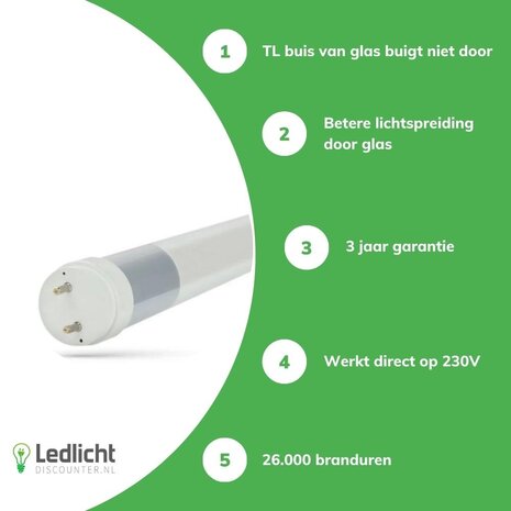 Spectrum LED TL Buis Spectrum T8 G13 120cm 17W 1800-1900lm | 3000K / 4000K / 6000K | Glas | Vervangt 36W Spectrum LED TL Buis Spectrum T8 G13 120cm 17W 1800-1900lm | 3000K / 4000K / 6000K | Glas | Vervangt 36W