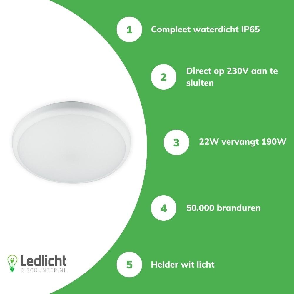 LED Line LED Bulkhead Lunar Wit 22W 1870lm - 840 Koel Wit | 300mm - IP65| 5 jaar garantie