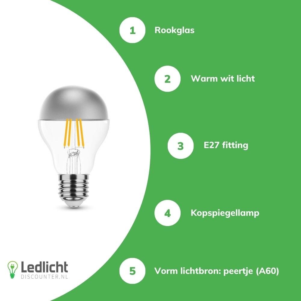 Modee LED Filament kopspiegellamp - E27 A60 4W - 2700K warm wit licht Modee LED Filament kopspiegellamp - E27 A60 4W - 2700K warm wit licht