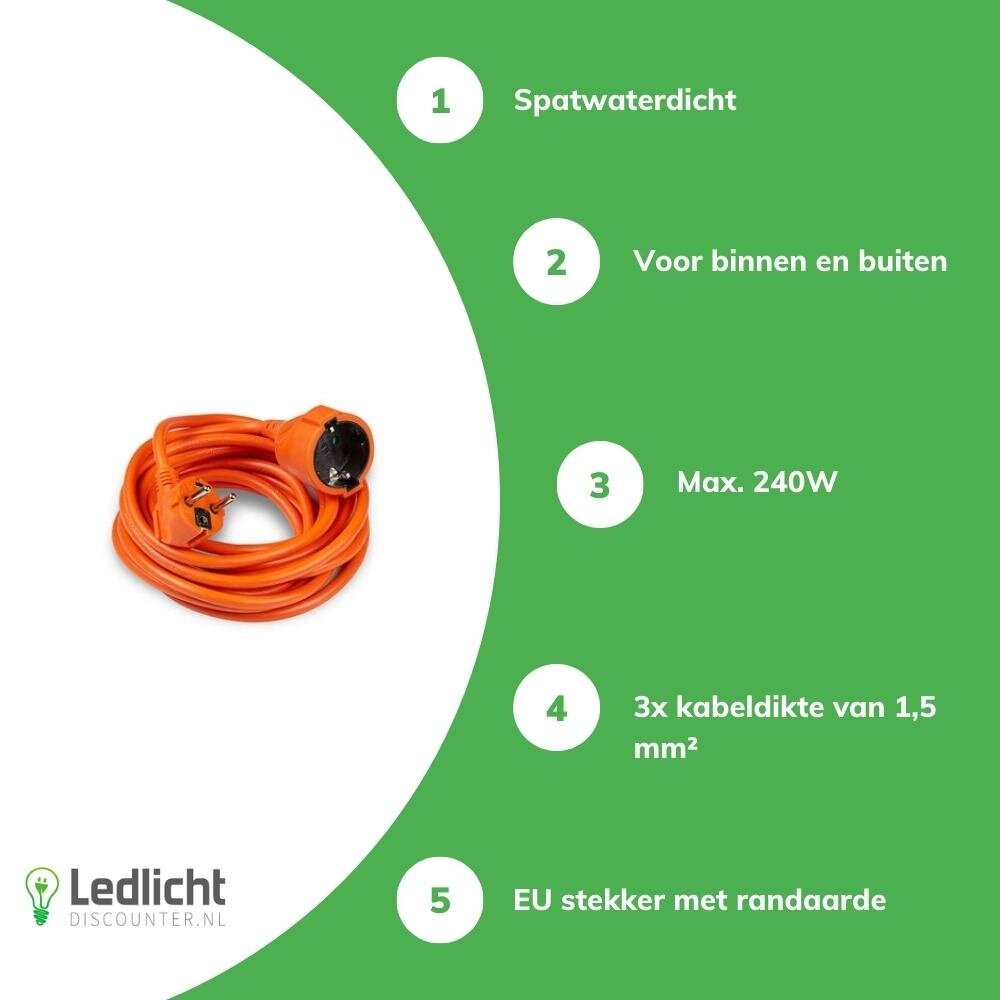 Technik Verlengsnoer buiten - 5 meter - H05VV-F3G1,5 geaard - Oranje Technik Verlengsnoer buiten - 5 meter - H05VV-F3G1,5 geaard - Oranje