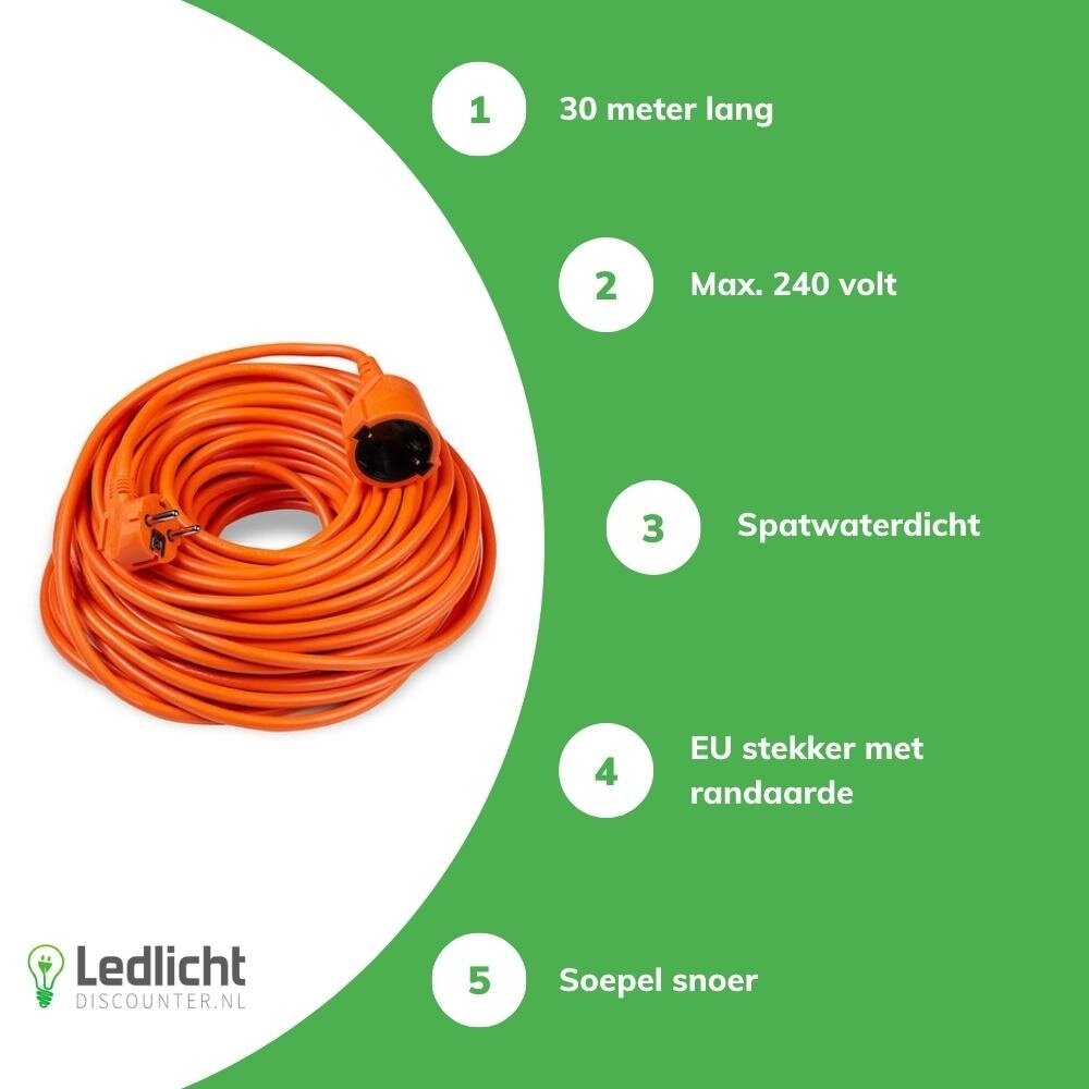 Technik Verlengsnoer - Geschikt voor buiten - 30 meter - H05VV-F3G1,5 geaard - Oranje Technik Verlengsnoer - Geschikt voor buiten - 30 meter - H05VV-F3G1,5 geaard - Oranje