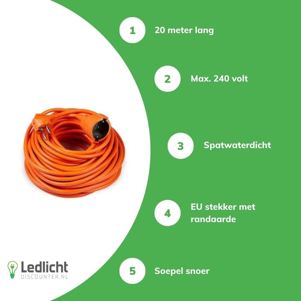 Technik Technik Verlengsnoer 20 Meter - Oranje - Geaard - H05VV-F 3G1,5 mm² Technik Technik Verlengsnoer 20 Meter - Oranje - Geaard - H05VV-F 3G1,5 mm²