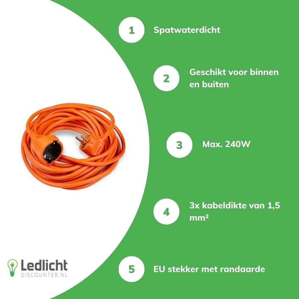 Technik Verlengsnoer - Geschikt voor buiten - 10 meter - H05VV-F3G1,5 geaard - Oranje Technik Verlengsnoer - Geschikt voor buiten - 10 meter - H05VV-F3G1,5 geaard - Oranje
