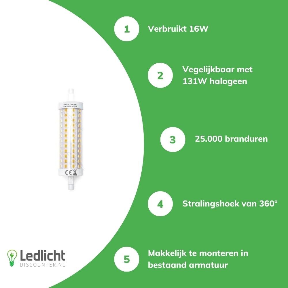 Aigostar LED R7S lamp - 16W vervangt 131W- 3000K warm wit licht- 118mm - niet dimbaar Aigostar LED R7S lamp - 16W vervangt 131W- 3000K warm wit licht- 118mm - niet dimbaar
