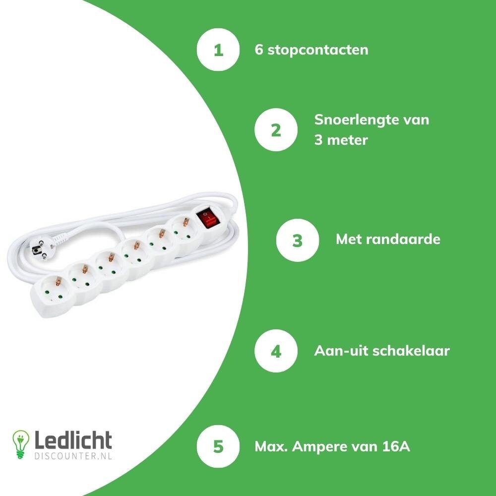 Technik Stekkerdoos 6-voudig met aan- uitschakelaar- Lengte snoer optioneel Technik Stekkerdoos 6-voudig met aan- uitschakelaar- Lengte snoer optioneel
