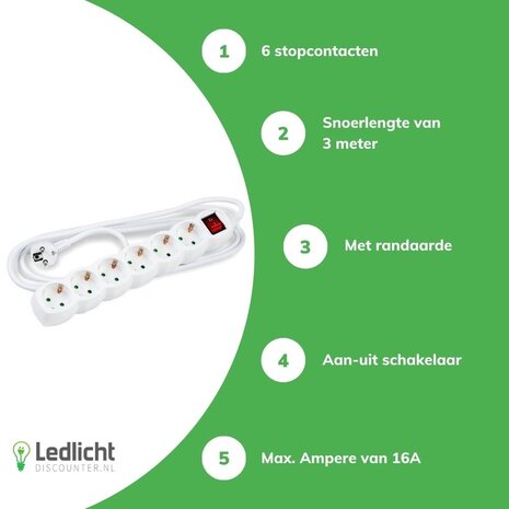 Technik Stekkerdoos 6-voudig met aan- uitschakelaar- Lengte snoer optioneel Technik Stekkerdoos 6-voudig met aan- uitschakelaar- Lengte snoer optioneel