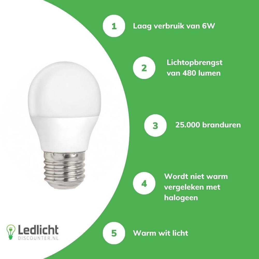 Modee LED lamp - E27 fitting - 4.9W vervangt 40W - Warm wit licht 2700K