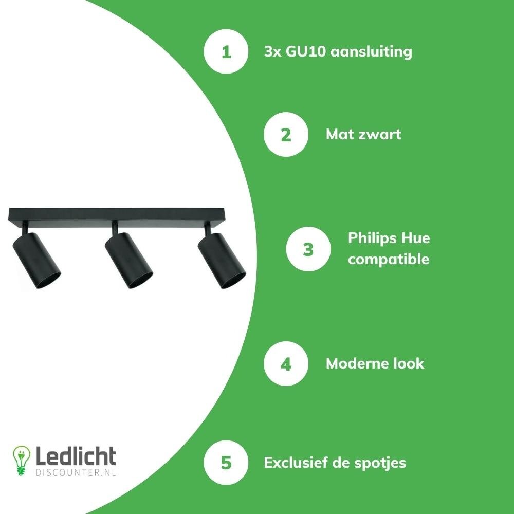 LED-POL OP=OP LED Plafondspot - 3x GU10 aansluiting - 445x50x165 LED-POL OP=OP LED Plafondspot - 3x GU10 aansluiting - 445x50x165