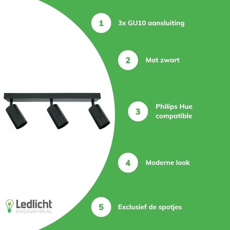 LED-POL OP=OP LED Plafondspot - 3x GU10 aansluiting - 445x50x165 LED-POL OP=OP LED Plafondspot - 3x GU10 aansluiting - 445x50x165